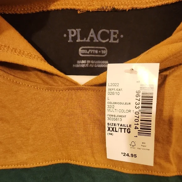 PLACE Men's Tri-Color Hoodie - Black, Green, Gold - Picture 2 of 3